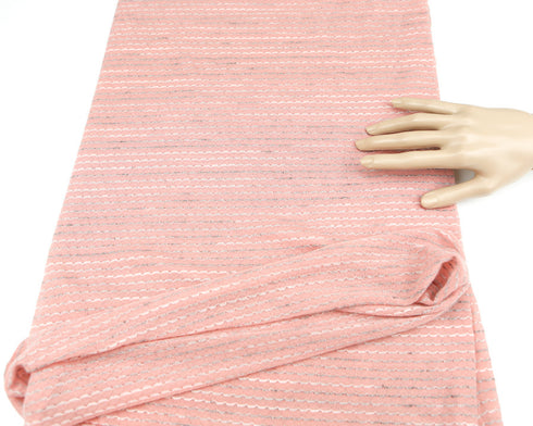 Pink Wavy Stripe Light Weight Sweater Knit Fabric Light Weight by the yard